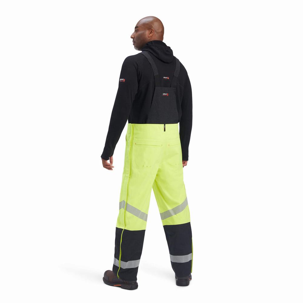 Yellow Ariat FR Hi-Vis Waterproof Men's Pants | DKIU68703