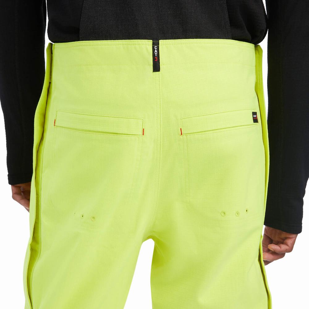 Yellow Ariat FR Hi-Vis Waterproof Men's Pants | DKIU68703