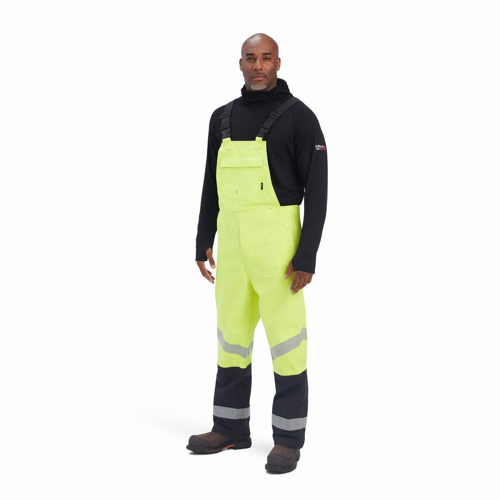 Yellow Ariat FR Hi-Vis Waterproof Men\'s Pants | DKIU68703