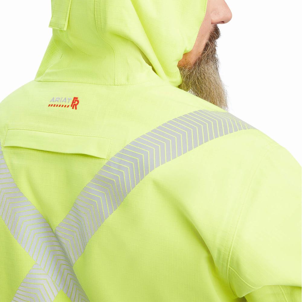 Yellow Ariat FR Hi-Vis Waterproof Men's Jackets | IAFU47065