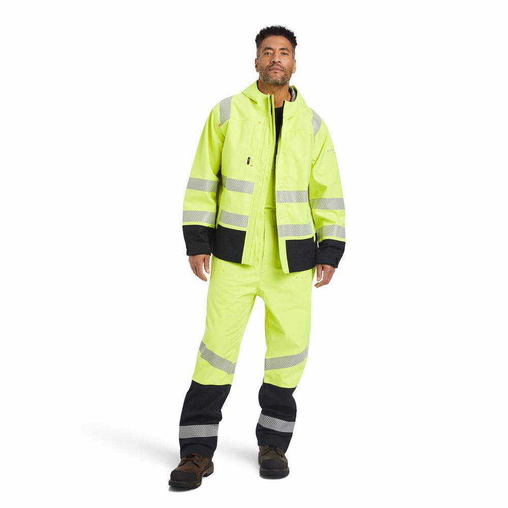 Yellow Ariat FR Hi-Vis Waterproof Men\'s Jackets | IAFU47065