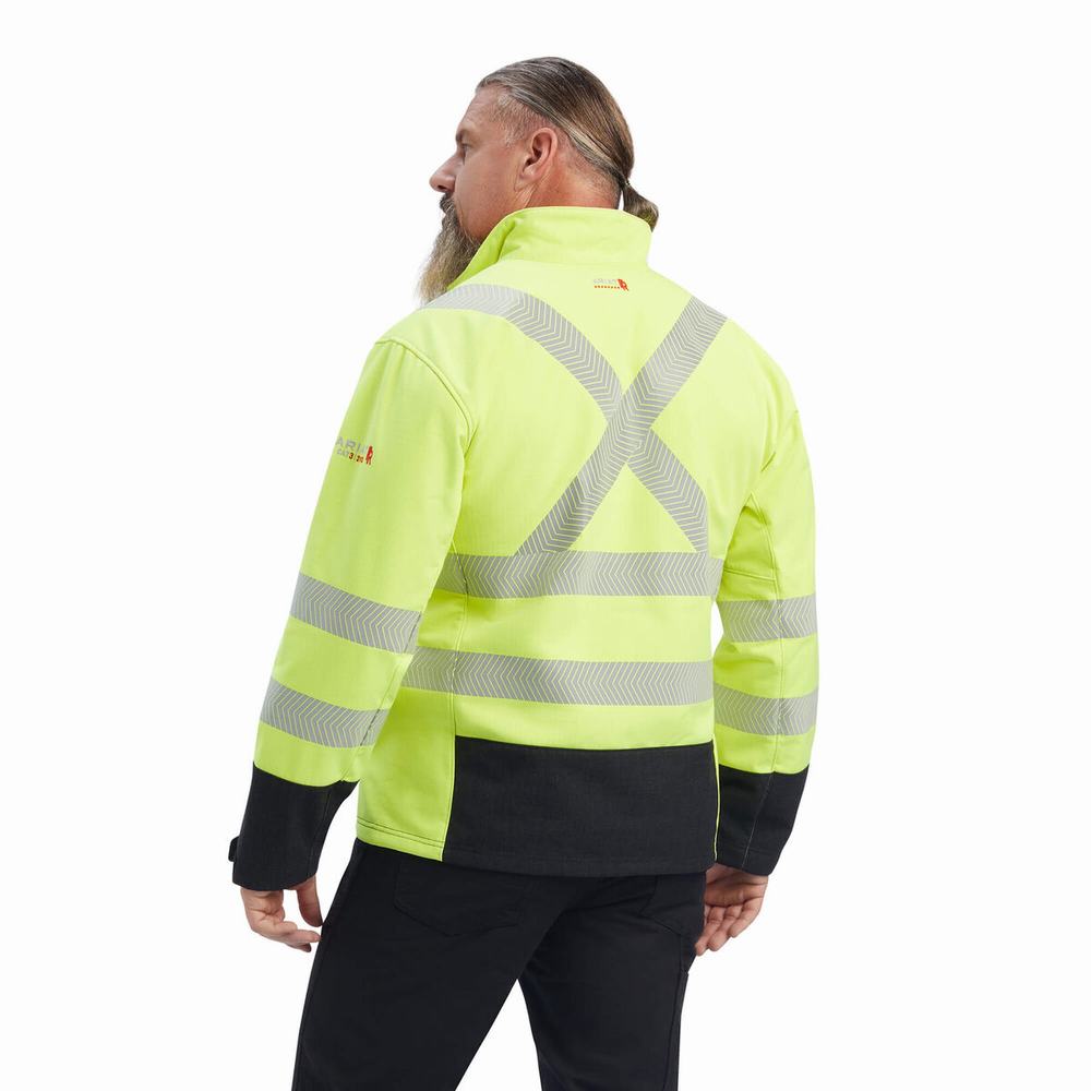 Yellow Ariat FR Vernon Hi-Vis Softshell Men's Jackets | JXDI05974