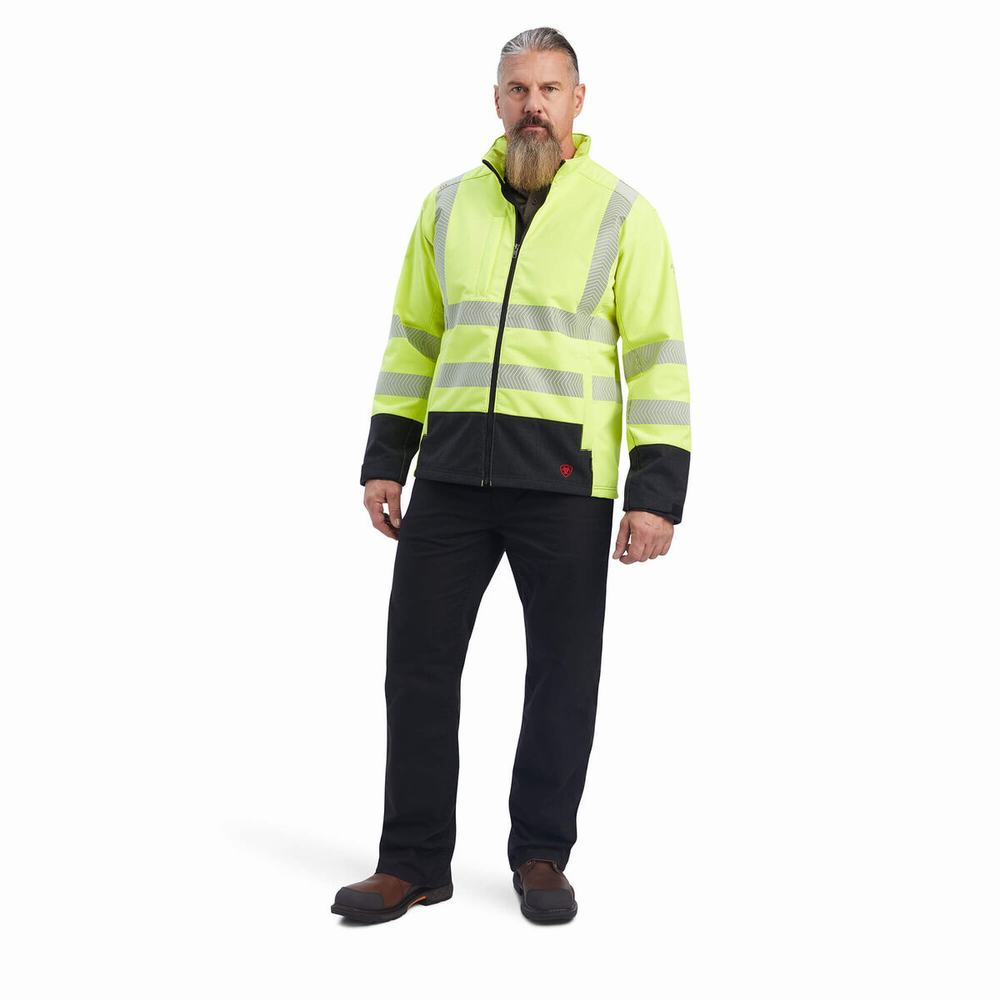 Yellow Ariat FR Vernon Hi-Vis Softshell Men's Jackets | JXDI05974