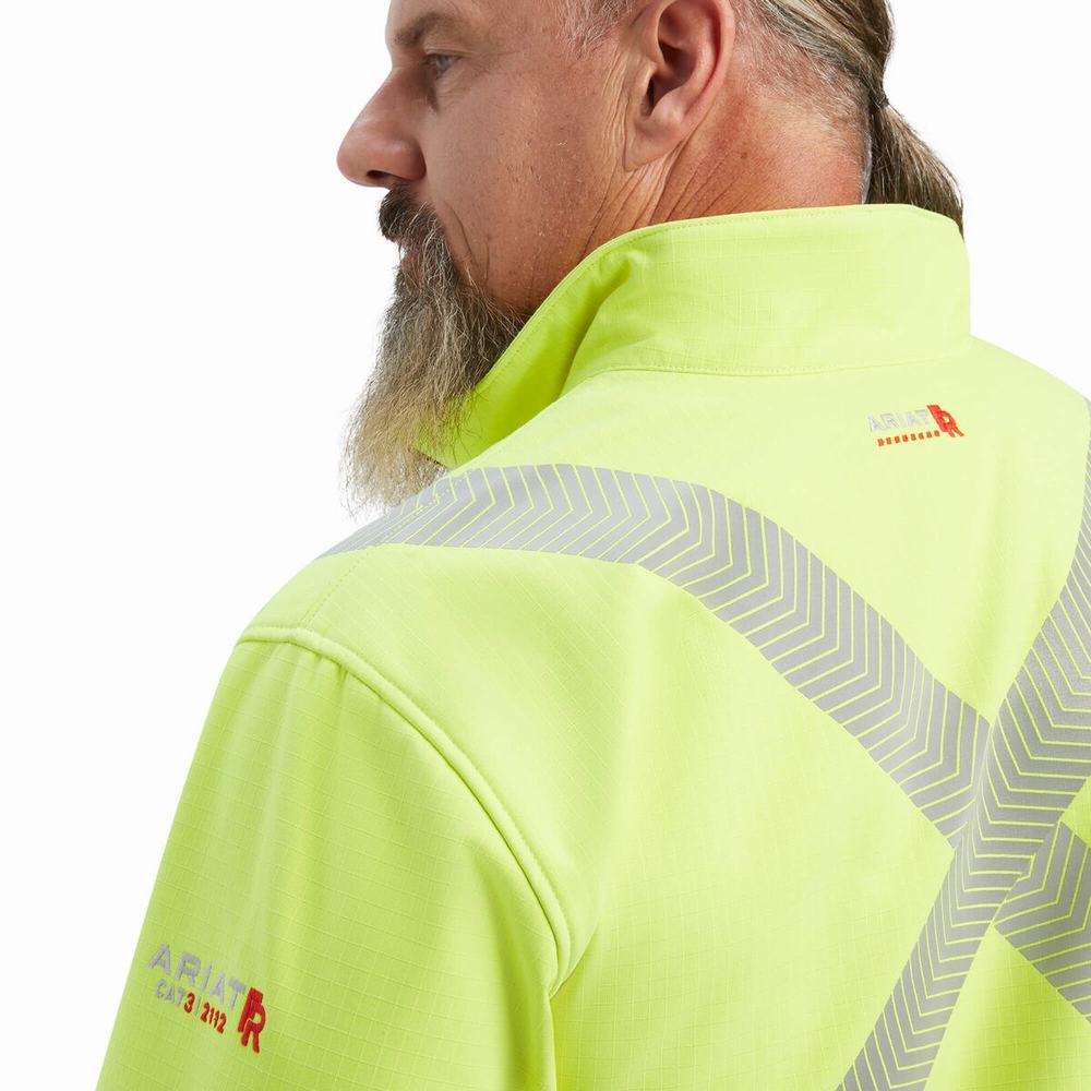 Yellow Ariat FR Vernon Hi-Vis Softshell Men's Jackets | JXDI05974