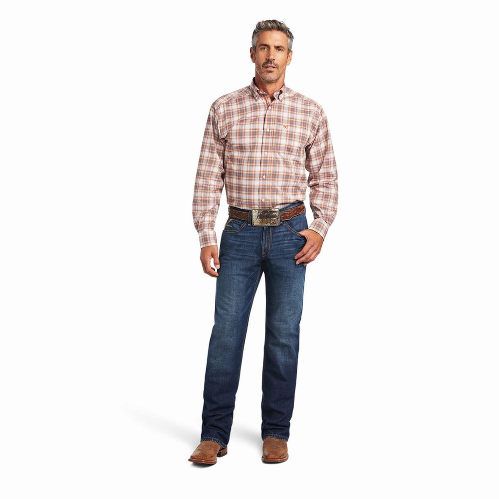 Yellow Ariat Pro Series Bryce Stretch Classic Fit Men's Shirts | AYSN27639