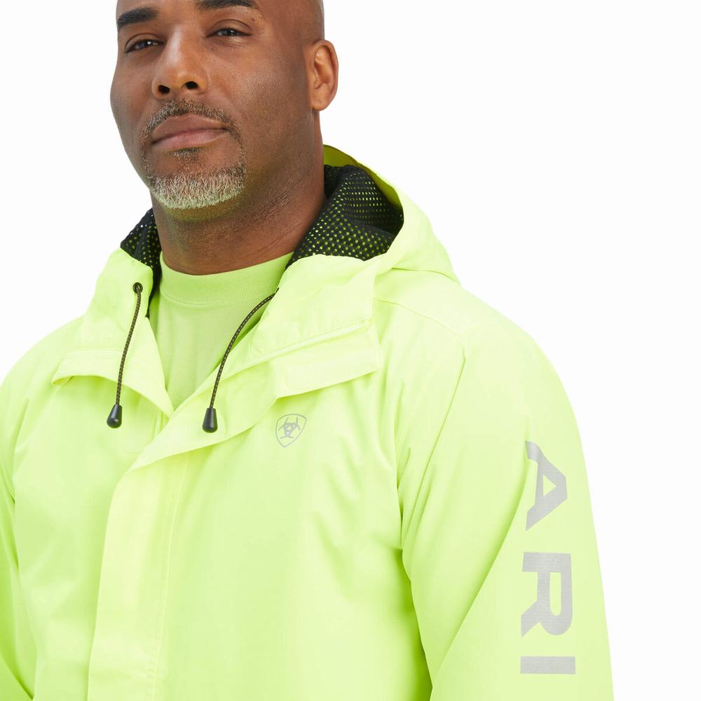 Yellow Ariat Rebar Stormshell Logo Waterproof Men's Jackets | BEKO35809