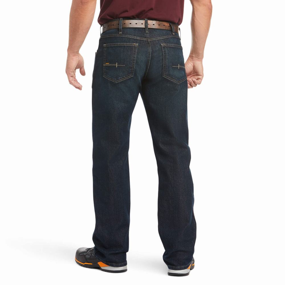 black blue Ariat Rebar M5 DuraStretch Edge Men's Straight-Fit Jeans | SIPR81645