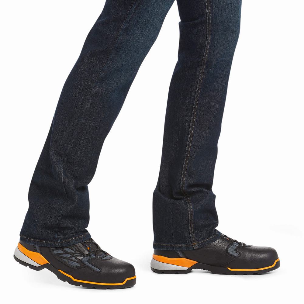 black blue Ariat Rebar M7 Slim DuraStretch Basic Men's Straight-Fit Jeans | QACP21645