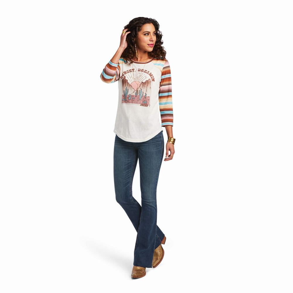 black blue Ariat Sunset Dreamin Women's Tops | FUQS43805